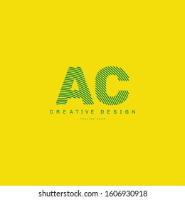 AC Initial Letter Uppercase with Line Inside. Modern Logo Design