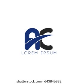 ac initial letter uppercase logo blue and black