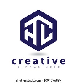 AC Initial letters linked with hexagon shape simple modern logo