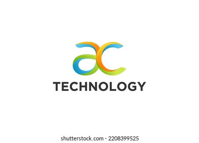 AC initial logo concept modern technology iocn symbol financial logo alphabet