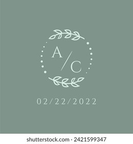 AC initial modern monogram wedding with creative circle line