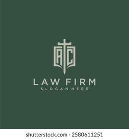 AC initial monogram for law firm with sword and shield logo image