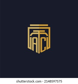 AC initial monogram logo elegant with shield style design for wall mural lawfirm gaming