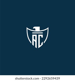 AC initial monogram logo for shield with eagle image vector design