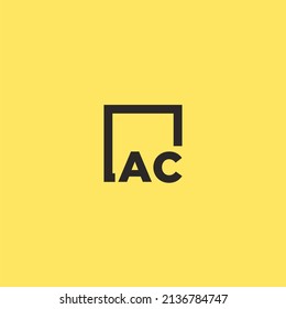 AC initial monogram logo with square style design