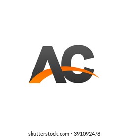 AC initial overlapping swoosh letter logo black orange