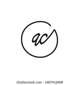 AC initial signature logo. handwriting logo template vector,