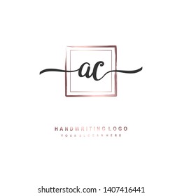 AC initial signature logo. handwriting logo template vector,