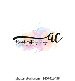 AC initial signature logo. handwriting logo template vector,