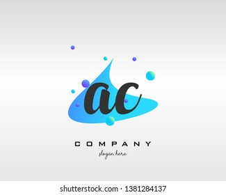 AC initials handwriting letters logo with colorful shape background - Vector 