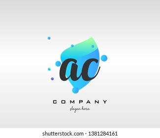 AC initials handwriting letters logo with colorful shape background - Vector 
