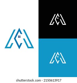 AC initials logo. modern and clean logo in the shape of a house
