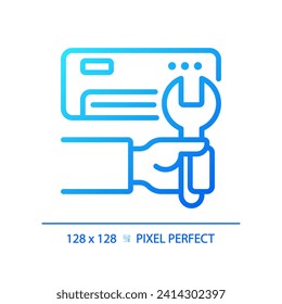 Ac installation gradient linear vector icon. Air conditioner. Hvac maintenance. Climate control. Electric appliance. Thin line color symbol. Modern style pictogram. Vector isolated outline drawing