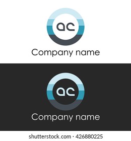 AC letter circle shape icon logo white blue
