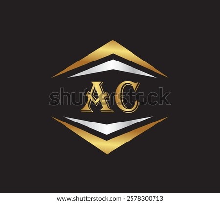 AC Letter company name vector logo design ,AC logo design icon, 
AC letter abstract golden and silver gradient logo design.