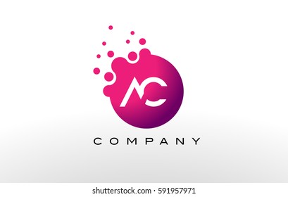 AC Letter Dots Logo Design with Creative Trendy Bubbles and Purple Magenta Colors.