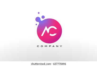 AC Letter Dots Logo Design with Creative Trendy Bubbles and Purple Magenta Colors.