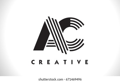 AC Letter Logo With Black Lines Design. Line Letter Symbol Vector Illustration