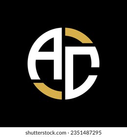 AC letter logo design on black background. AC creative initials letter logo concept.  
