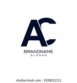 AC letters. Monogram logo vector minimalistic design lettering