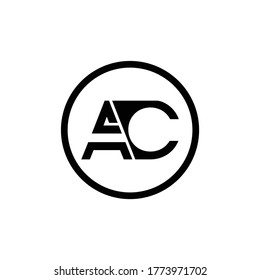 Plantilla de vectores de tipografía de círculo de diseño de logotipo AC. Vector de logotipo AC de carta creativa