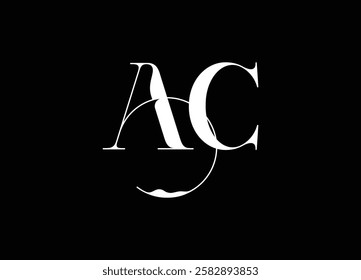 AC logo design handwriting signature style vector template.
