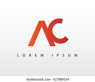 AC logo design vector With Orange Color