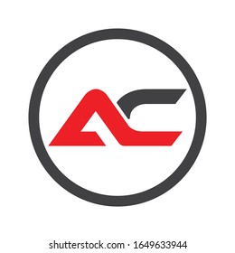 AC Logo. Letter Design Vector with Red and Black Colors.