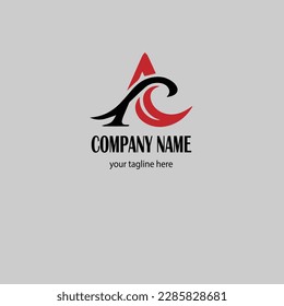 AC Logo. Letter Design Vector with Red and Black Colors.