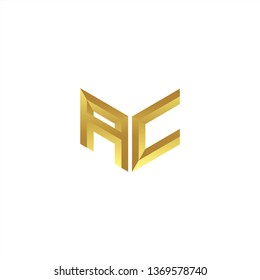 AC Logo letter initial 3d designs templete with gold colors