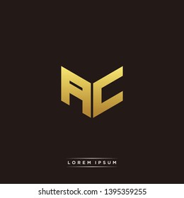 AC Logo Letter Initial Logo Designs Templete with Gold and Black Background