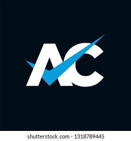 AC Logo of the Letter Tick Blue Initial Capital Designs Template