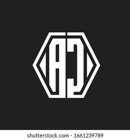 Monograma AC con diseño redondeado de línea hexagonal