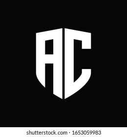 AC logo monogram with shield shape design template