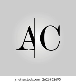 AC logo with a sans serif typeface font