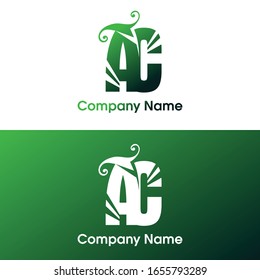 AC Logo Vector Company Initial Letter Green Editable Color