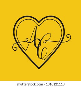 AC monogram initial handwriting love logo, nice for valentine, beauty and fashion company, invitation card, couple T-shirt, wedding etc