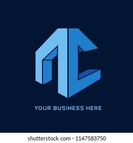 AC monogram logo.Powerful, masculine, bold letters A&C.Geometric vector icon.