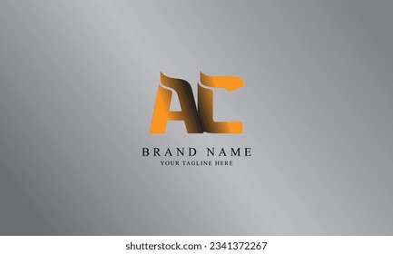marca de color cálido gradiente negro de color anaranjado AC diseño de logotipo vectorial mínimo con plantilla de fondo gradiente gris.