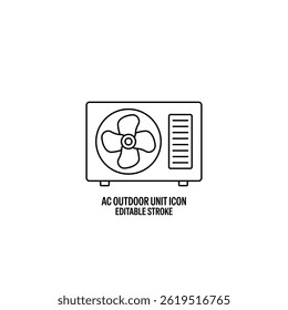AC Outdoor Line Style Vector Icon Black with White Background Flat Design Illustration 