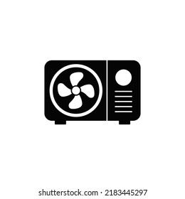 Ac Outdoor Unit Icon In Black Flat Glyph, Filled Style Isolated On White Background