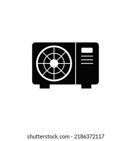 Ac Outdoor Unit Icon In Black Flat Glyph, Filled Style Isolated On White Background