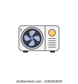 Ac outdoor unit icon in color, isolated on white background 