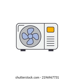 Ac Outdoor Unit Icon In Color, Isolated On White Background 