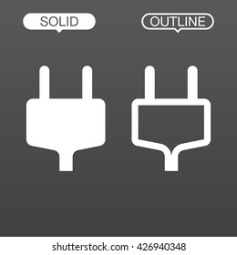 ac plug line icon, outline and solid vector logo, linear pictogram isolated on black, pixel perfect illustration