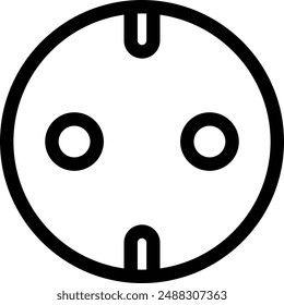 Enchufe de toma de corriente AC Icono de Vector negro plano.