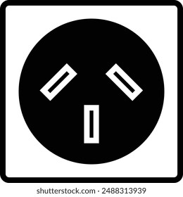 Enchufe de toma de corriente AC Icono de Vector negro plano.