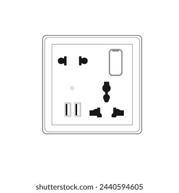 AC Power plug 2 and 3 Pin Multi Switched Socket Outlet with USB and Neons