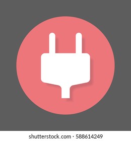 AC power plug flat icon. Round colorful button, circular vector sign with shadow effect. Flat style design