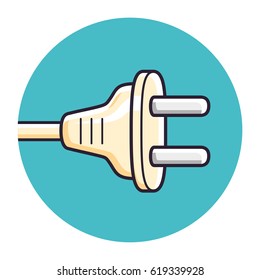 AC power plug round icon.